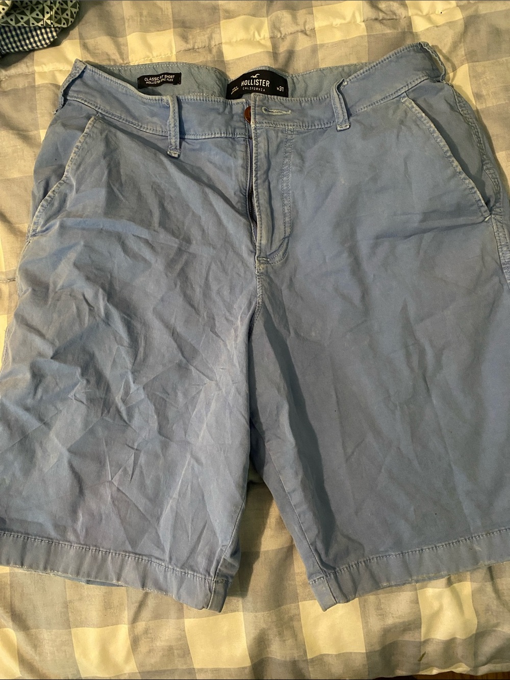 Hollister Men's Pale Blue Flat Front Chino Shorts